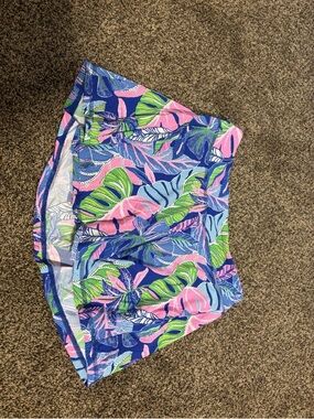 Lilly Pulitzer Blue Pink Green Tropical Print Mini Skirt